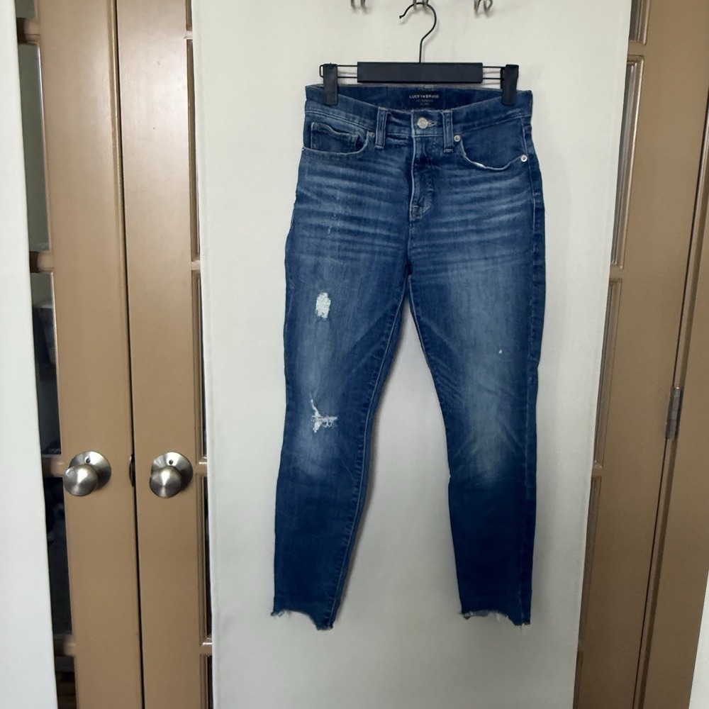 Lucky Brand Womens 4/27A Ankle Blue Medium Wash Mid Rise Ava Skinny Jeans Denim